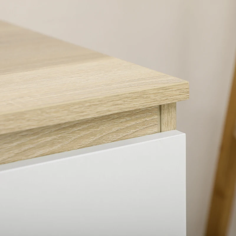 HOMCOM Cassettiera 6 Cassetti Moderna in Legno, 135x48x77cm, Bianco e Colore Legno
