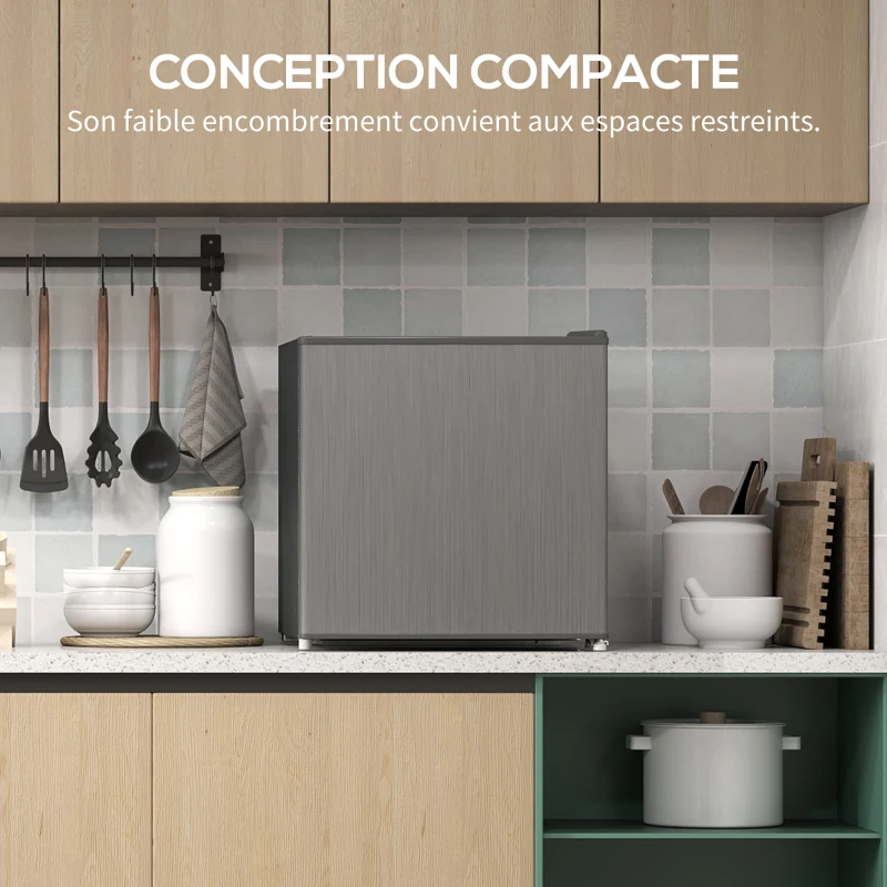 HOMCOM Mini congélateur Température Réglable de -14 à -24°C Compact 35L - Porte réversible Classe E - 47x44,2x48,8cm - Gris