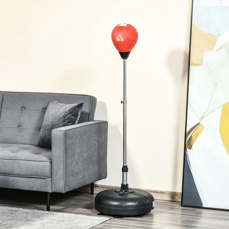 HOMCOM Sac de box cu înălțime reglabilă, mănuși incluse, din PE și metal, 45x45x133-151 cm, roșu