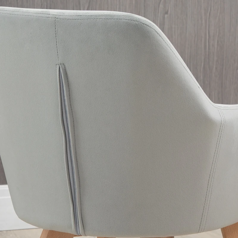HOMCOM Set 2 Sedie per Sala da Pranzo Imbottite in Velluto con Braccioli e Gambe in Legno, Grigio