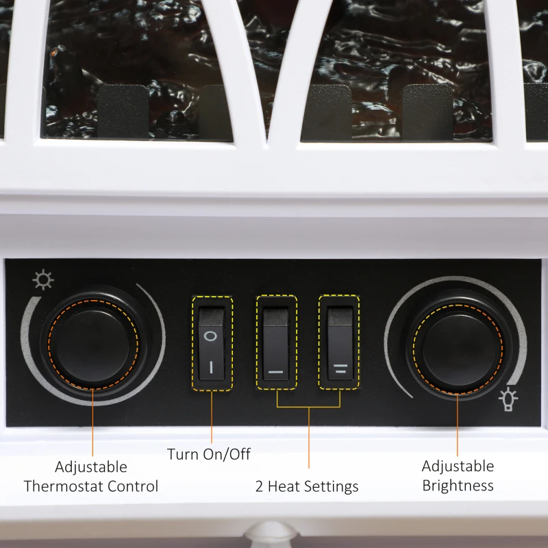 HOMCOM Elektrische haardkachel met 1000/2000 W, decoratieve elektrische haard met LED-vlameffect, wit