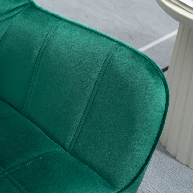 HOMCOM Poltrona Moderna de Sala Estofada em Veludo com Pés de Madeira Cadeira Relax para Sala de Estar Verde
