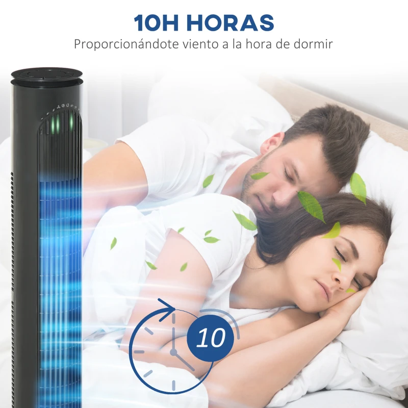 HOMCOM Ventilador de Torre Silencioso con Control Remoto 3 Velocidades 3 Modos Temporizador 10H Oscilación 70° Gris Oscuro