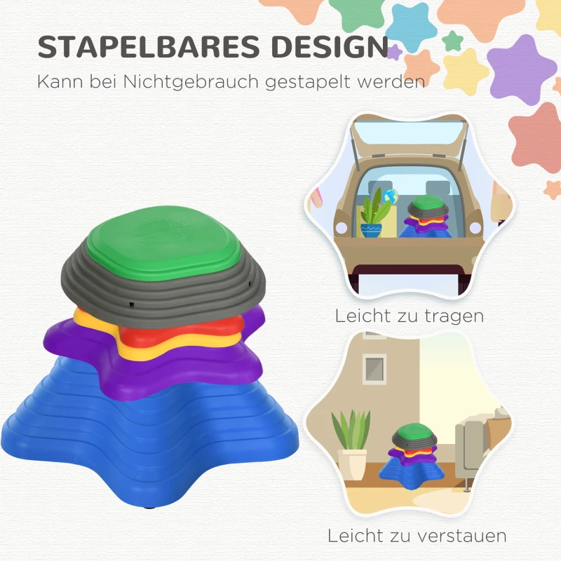 ZONEKIZ Stapsteenset voor kinderen vanaf 3 jaar, 5 stenen, antislip, tot 80 kg, ontwerp met zeesterren