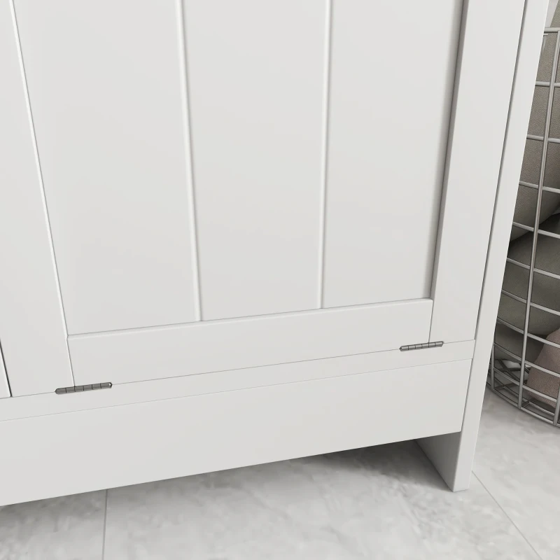 kleankin Mueble Ropa Sucia con 2 Cestos para Ropa Sucia Ideal para Lavandería 66x33x68 cm Blanco