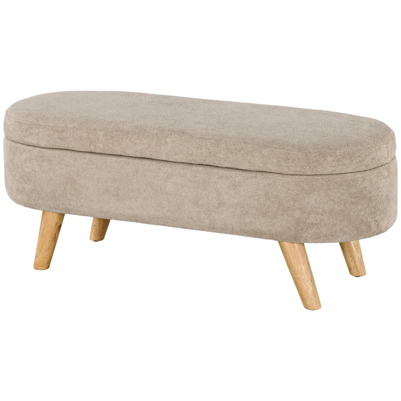 HOMCOM Panca Fondo Letto Imbottita con Spazio Portaoggetti a Scomparsa, in Legno e Poliestere, 110x40x43 cm, Beige