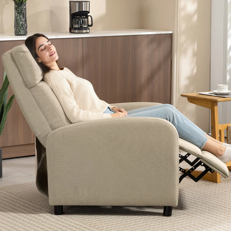 HOMCOM Relaxfauteuil met ligfunctie, uitklapbaar voetgedeelte, pocketvering, tot 150 kg, beige
