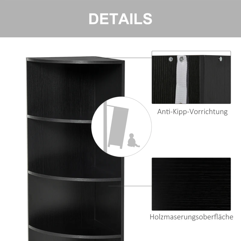 HOMCOM vrijstaande stelling hoekkast boekenkast opbergkast badkamerstelling decoratieve stelling houten stelling 4 vakken