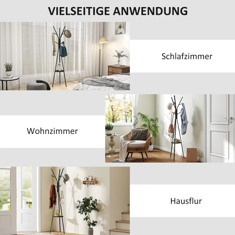 HOMCOM garderobestandaard vrijstaande kapstok kledingrek kapstok hal metaal 2 kleuren(m-6)