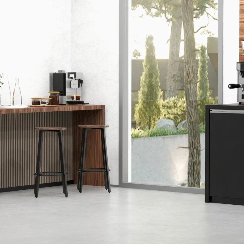 HOMCOM Barkrukset van 2 barstoelen in industrieel design, metalen frame, voetsteun, 42 x 42 x 65 cm