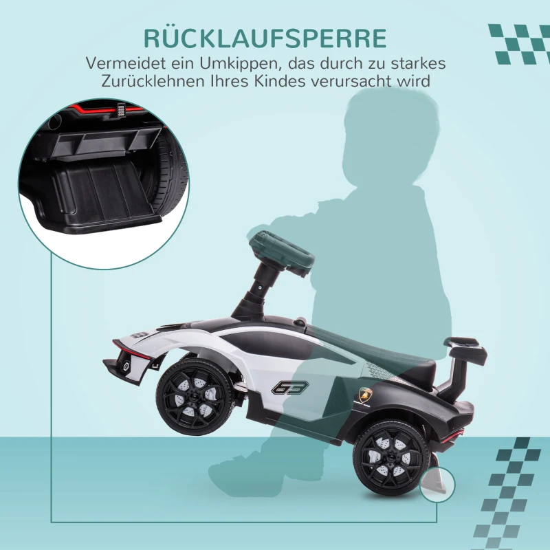 AIYAPLAY Lamborghini gelicentieerde glijauto met geluidseffecten, kantelbeveiliging, 67 cm x 28 x 38 cm