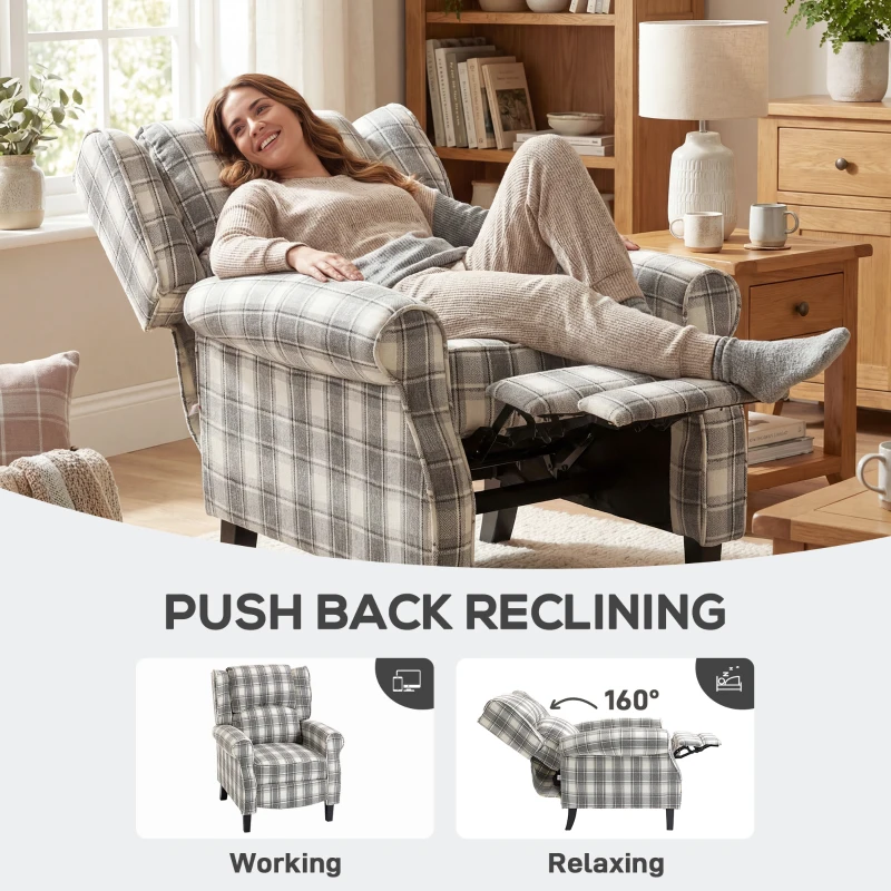 HOMCOM 160° Reclining Armchair, with Footrest - Grey and White