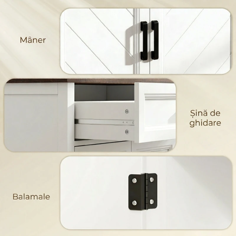 HOMCOM Comodă Mică Dulap Sertar Compact, MDF, 76 x 35 x 80 cm, Alb