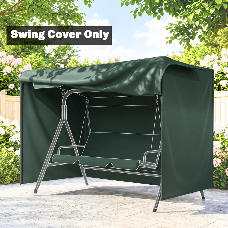 Outsunny Funda para Balancín de Jardín con Cremallera Cubierta para Muebles de Exterior 205x124x164 cm Verde Oscuro