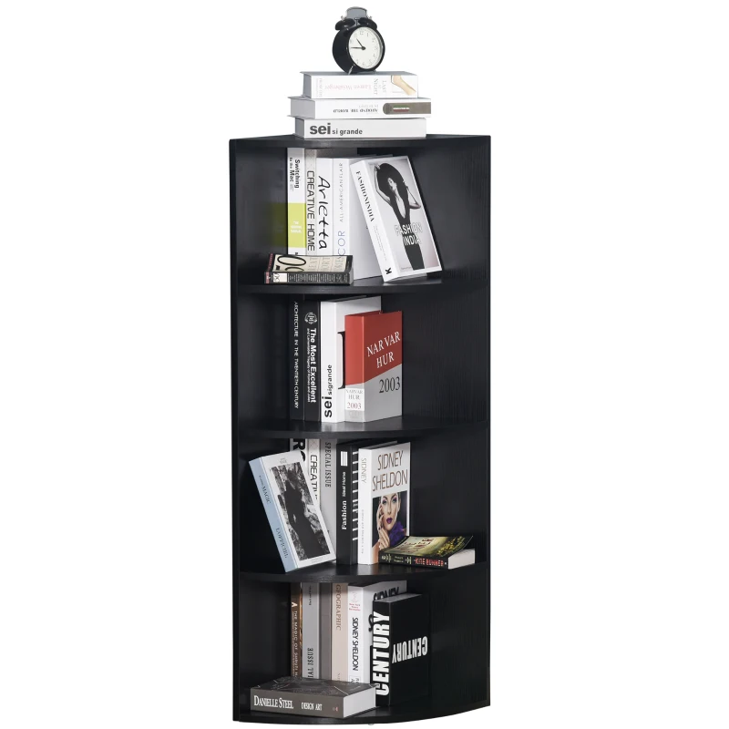 HOMCOM vrijstaande stelling hoekkast boekenkast opbergkast badkamerstelling decoratieve stelling houten stelling 4 vakken