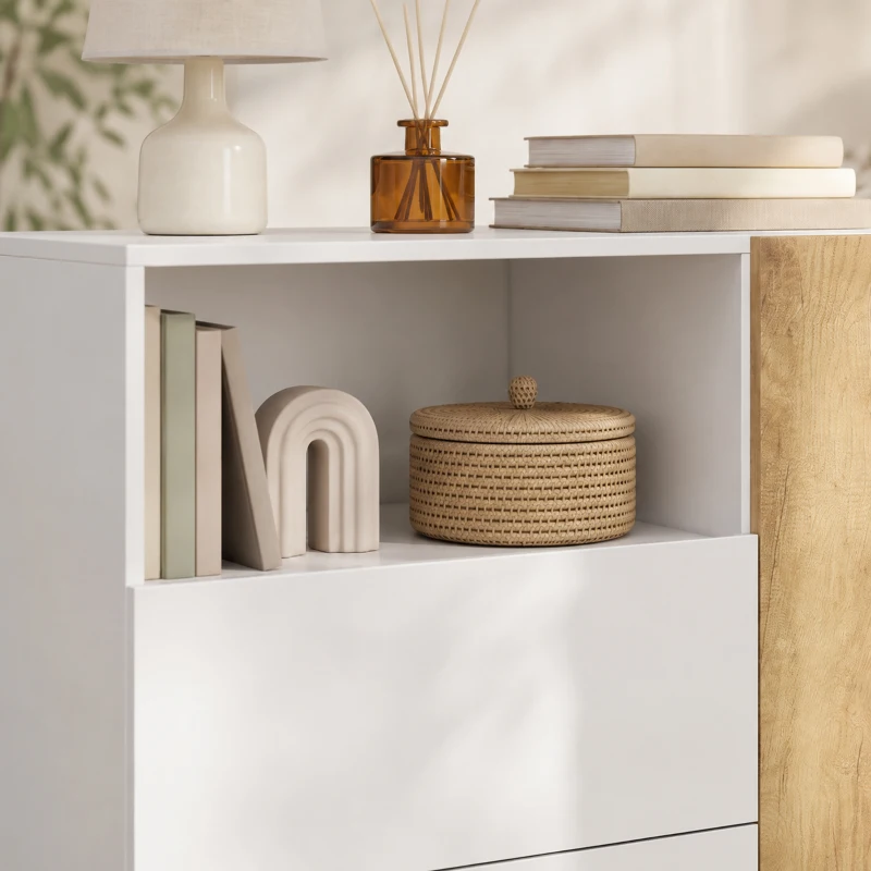HOMCOM Modern sideboard met 2 soft-close deuren en 2 laden, 140 x 40 x 85 cm, wit