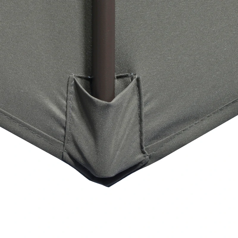 Outsunny 3(m) Cantilever Parasol with 360° Rotation Roma Umbrella, Hanging Sun Shade with Aluminium Frame, Tilt Crank, 8 Ribs and Cross Base, Dark Grey