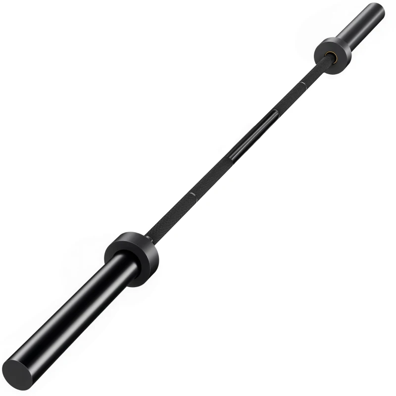 SPORTNOW Barre Olympique de 50 mm en Acier Finition Mate avec Prise Moletée et Manchons Longs, Charge 200 kg, Ø5 x 180 cm, Noir