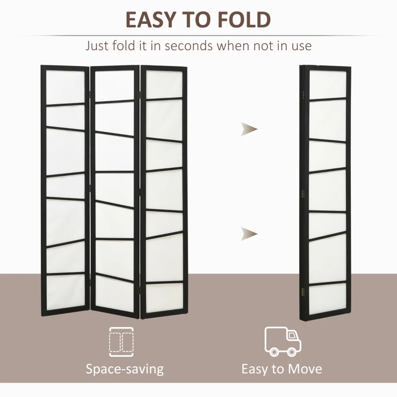 HOMCOM Wooden Folding Privacy Screen, 3 Panel Room Divider for Bedroom, White