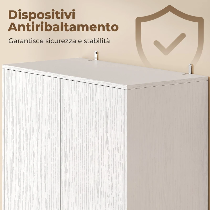 HOMCOM Credenza Dispensa da Cucina 170 cm con Mensola Regolabile, Bianco