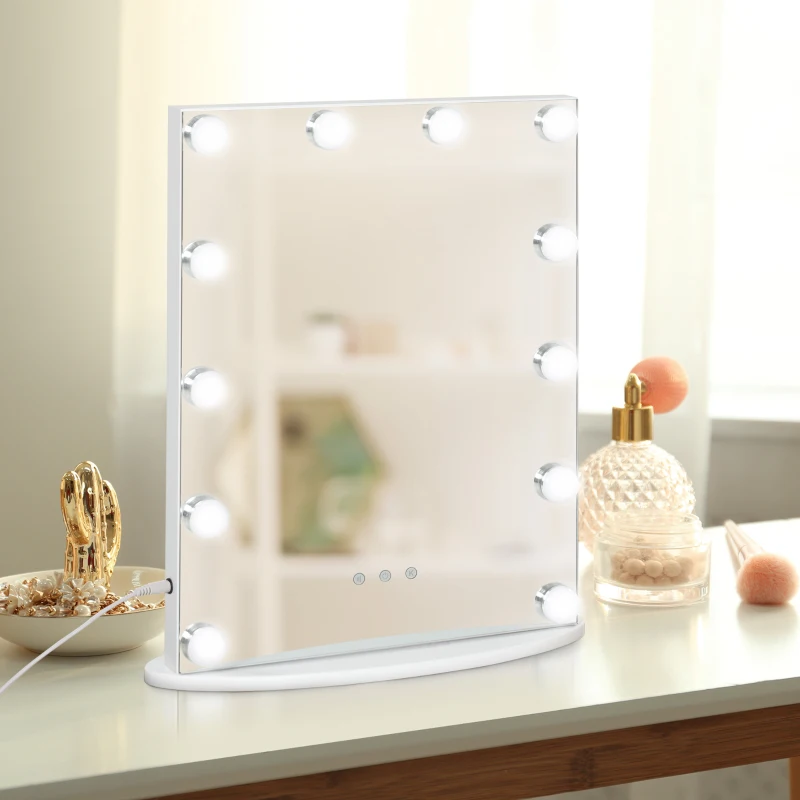 HOMCOM Miroir Maquillage Hollywood Lumineux LED intensité réglable pour Coiffeuse dim. 41L x 13P x 51H
