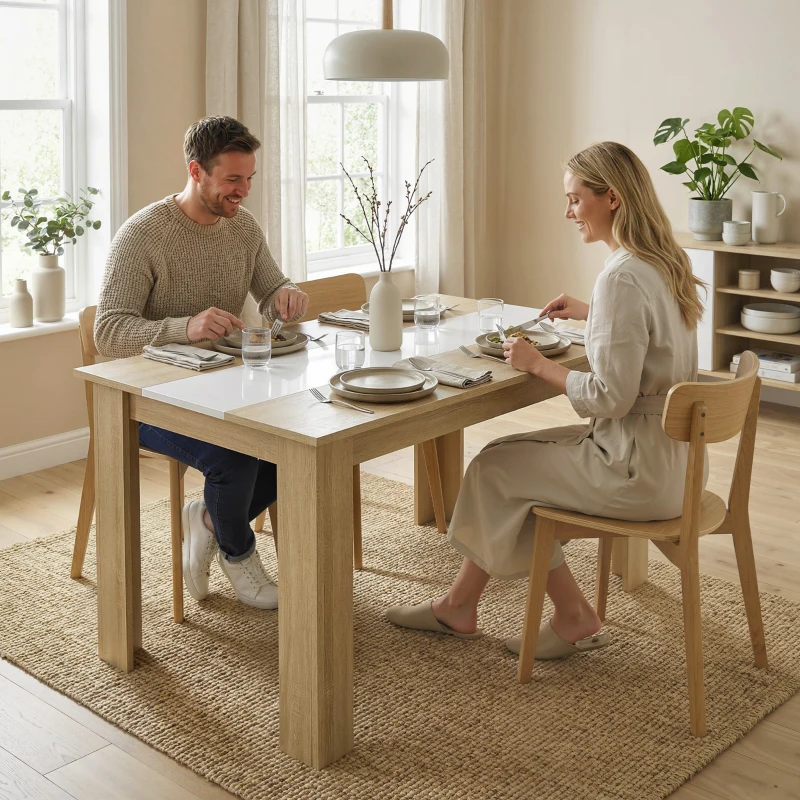 HOMCOM Table à manger table de cuisine design moderne avec grand plateau 2-4 personnes en bois dim. 120L x 69l x 75H cm