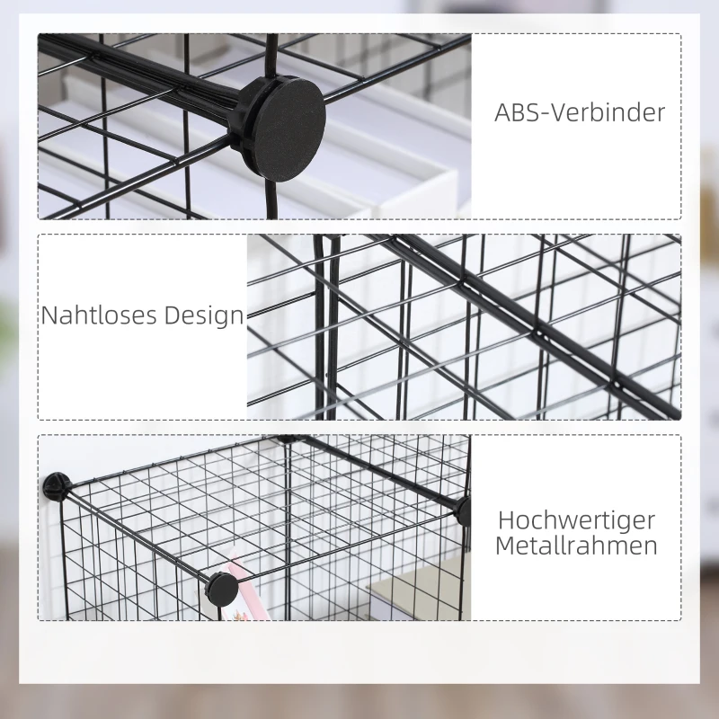 HOMCOM Metalen Kubusrek, Aanpasbare Kubuskast voor Kleding, Boeken, Speelgoed, Flexibel, 109L x 37B x 109H cm, Zwart