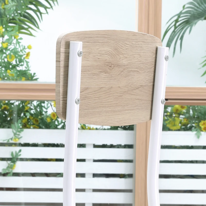 HOMCOM 3-delige eetset zitgroep eettafelset houten tafel MDF + metaal natuurlijke houtnerf + wit met 1 tafel + 2 stoelen | Aosom.de