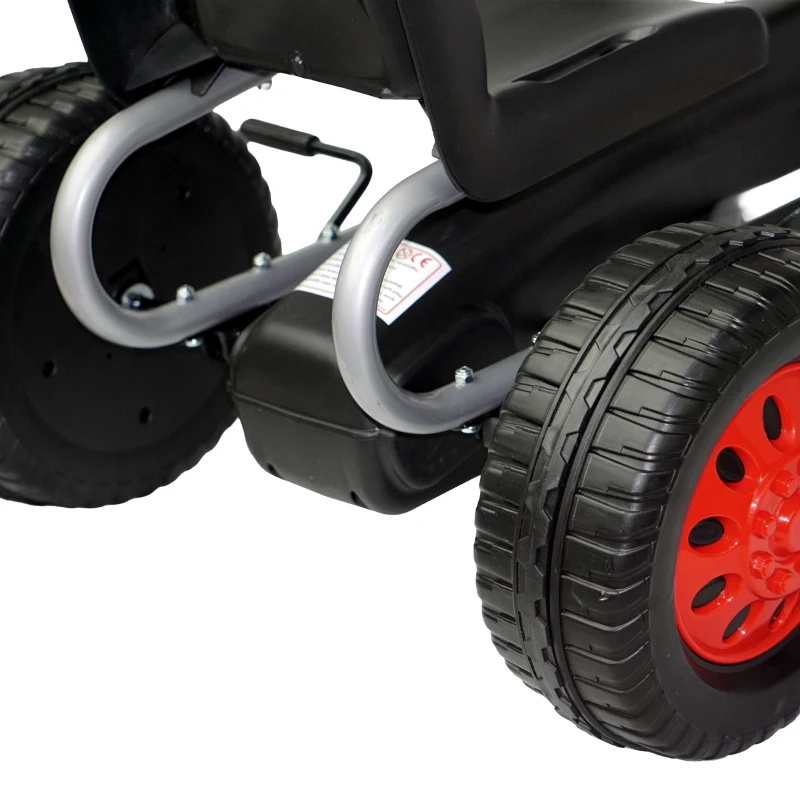 AIYAPLAY Go Kart para Niños de +3 Años con Asiento Ajustable Volante Freno Manual Marco de Aluminio y Acero Carga 30 kg Rojo