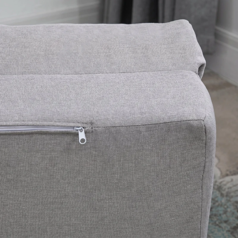 HOMCOM Sofá Cama Individual Plegable Sofá Cama Tapizado en Lino con Respaldo Ajustable 5 Posiciones 1 Almohada Gris Claro