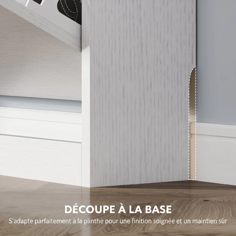 HOMCOM Meuble à chaussures 12 paires, armoire à chaussures, 3 tiroirs rabattables, pour couloir, entrée, 80x17x108cm, blanc