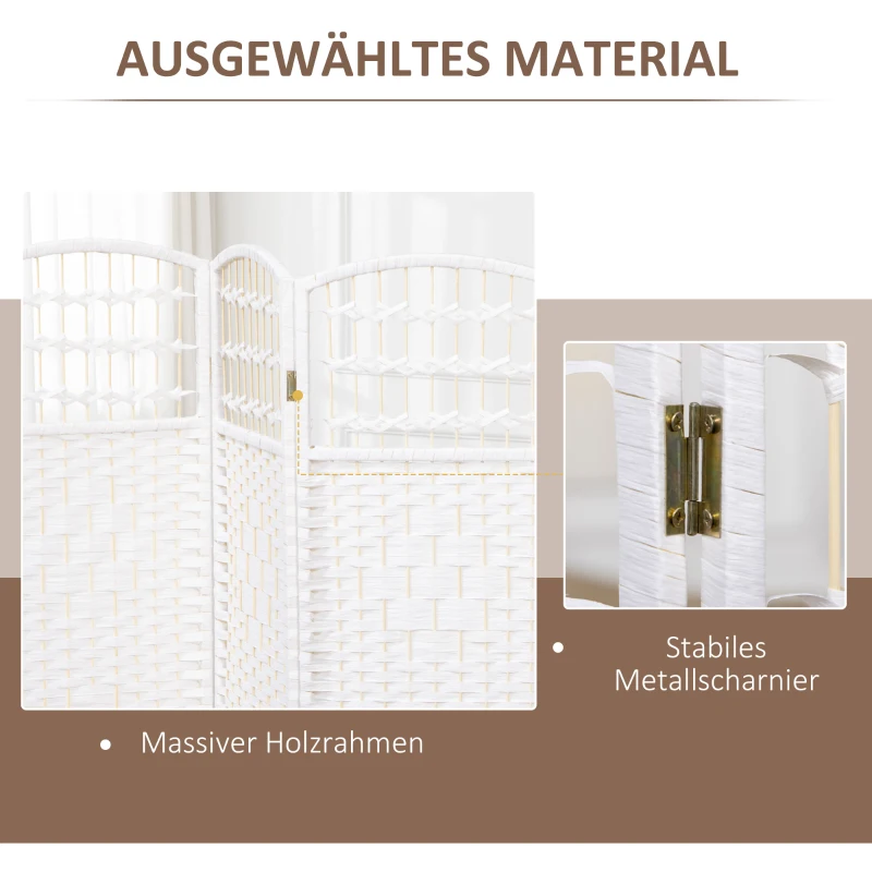 HOMCOM Paravent 4-delig 160 x 170 cm Vouwbaar Kamerscherm Scheidingswand van golfvezel voor Woonkamer