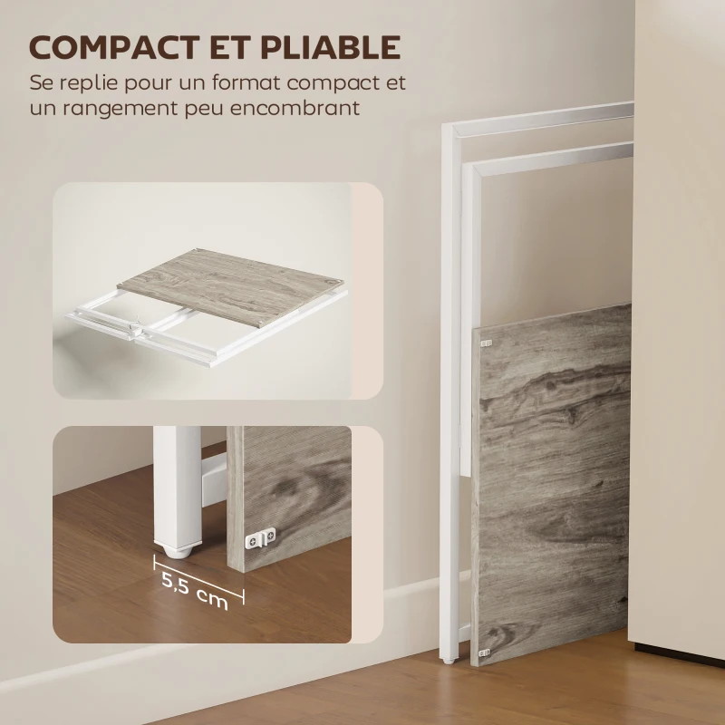 HOMCOM Bureau d'ordinateur pliable avec support d'écran, pour chambre, petits espaces, 100 x 48 x 87,5 cm, bois naturel