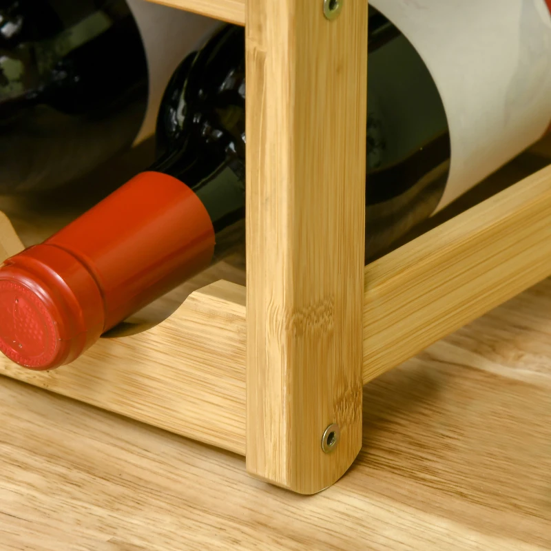 HOMCOM bamboe wijnrek voor 16 wijnflessen, 4 planken, 43 cm x 23,5 cm x 38 cm naturel