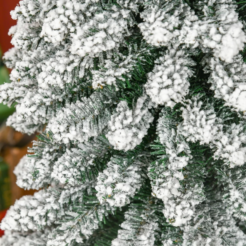 HOMCOM Kunstkerstboom, besneeuwd, slank ontwerp, brandveilig, 210 cm, Groen/Wit