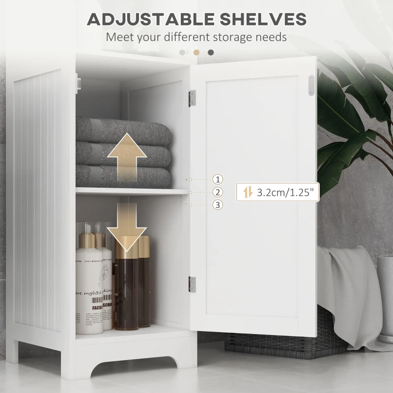 HOMCOM Slim Bathroom Storage Cabinet, Tall Bathroom Cabinet with 3 Open Shelves and Adjustable Shelf, White