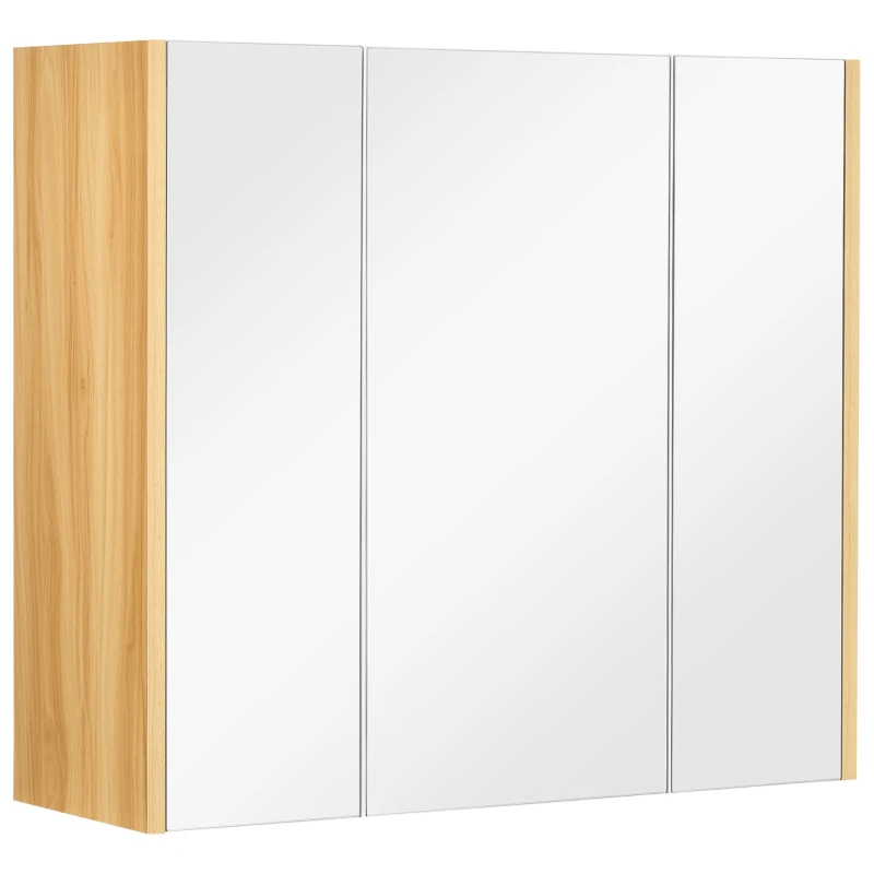 kleankin Armoire miroir salle de bain armoire de toilette miroir 3 portes 4 étagères réglables 68 x 22 x 60 cm blanc