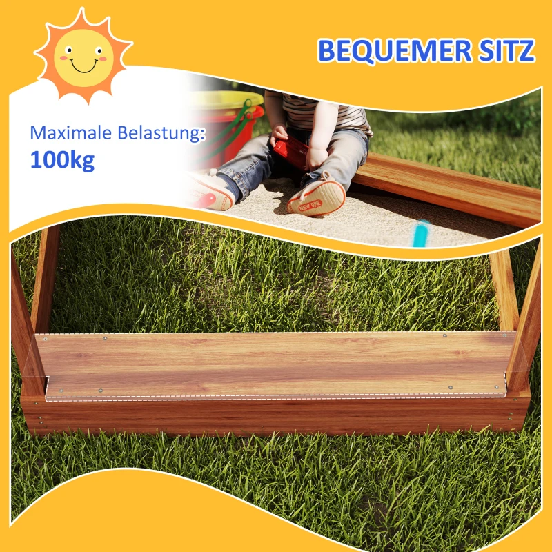 Outsunny Zandbak met zonbescherming, speelhuisdesign, met speelgoedset, behandeld massief hout, 124 x 116 x 146 cm, groen