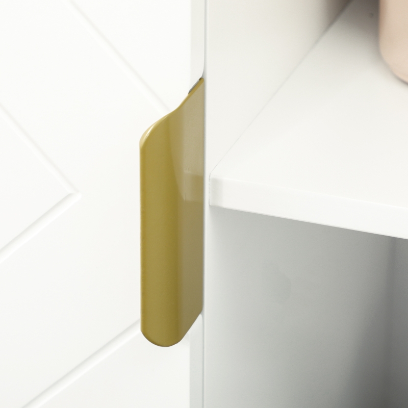 kleankin Mobiletto Bagno Moderno con Armadietto, Cassetto e Mensola Regolabile, 60x30x120cm, Bianco