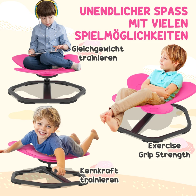 AIYAPLAY Sensorische draaistoel voor kinderen, vlindervorm, bevordert balans en coördinatie, kunststof, metaal, roze