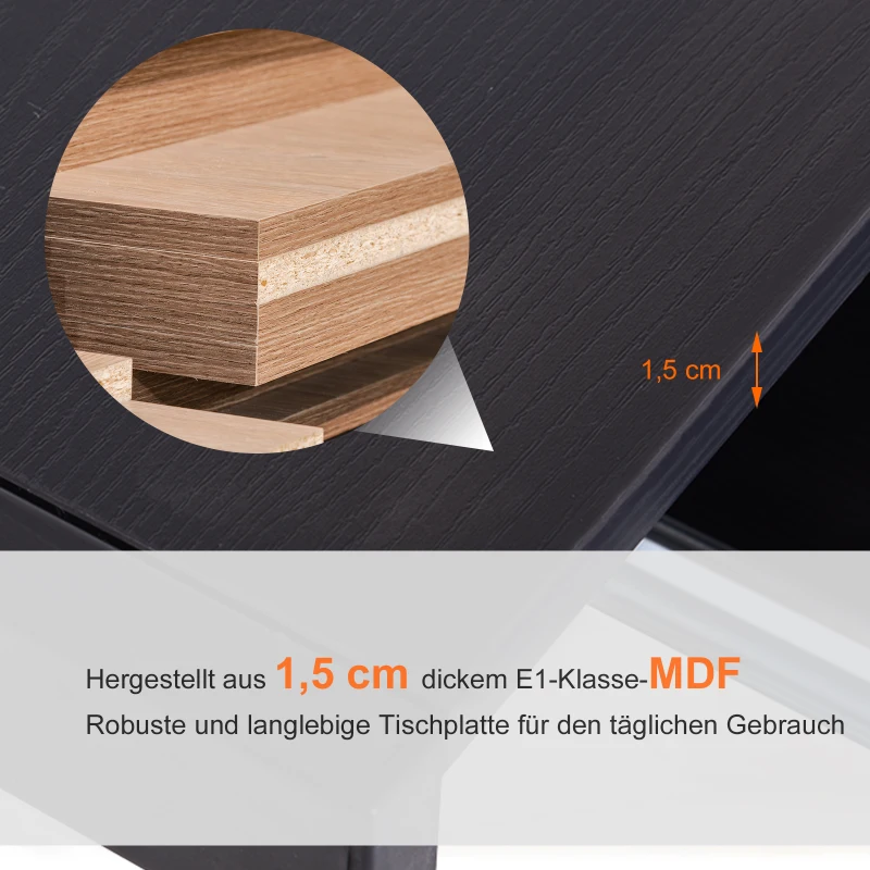 HOMCOM Computertafel bureau werkstation flexibel MDF staal zwart/wit