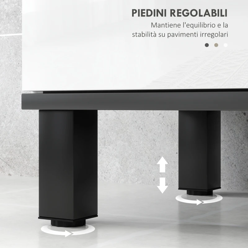 HOMCOM Mobile Sottolavabo Bagno con Armadietto 2 Ante e Ripiano Regolabile, 80x34x60 cm, Bianco Lucido