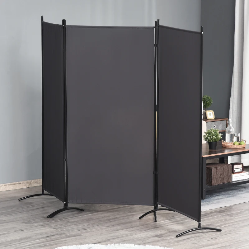 HOMCOM Lot de 2 paravents 3 panneaux dim. 2,53L x 0,5l x 1,82H m Store latéral Brise-Vue paravent sur Pied séparateur métal