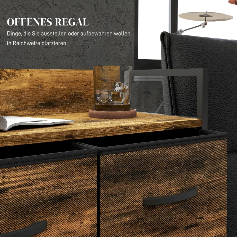 HOMCOM Ladekast, Dressoir, 4 Stoffen Laden, Industrieel Ontwerp, 60x29x85cm, Bruin/Zwart(m-5)