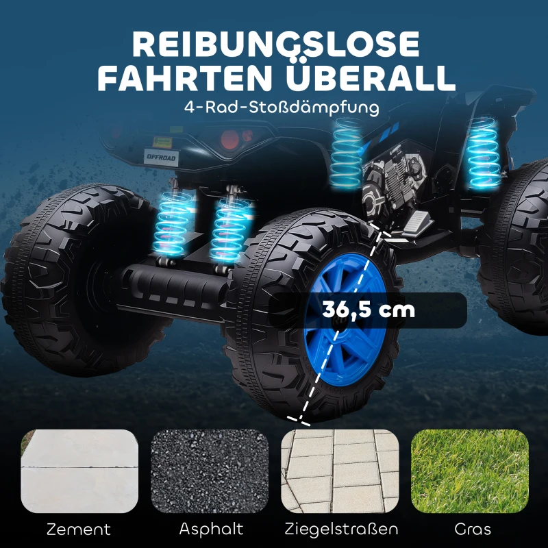 AIYAPLAY Kinderelektrisch quad, 24V Elektrisch voertuig met 4 wielen, koplampen, USB-aansluiting, MP3-functie, 6,5 km/u, 3-8 jaar(m-7)