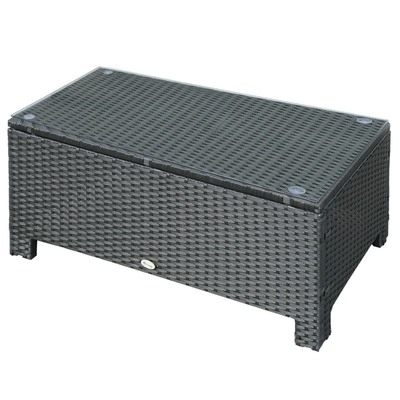 Outsunny tuin bijzettafel salontafel tuintafel balkontafel PE rotan