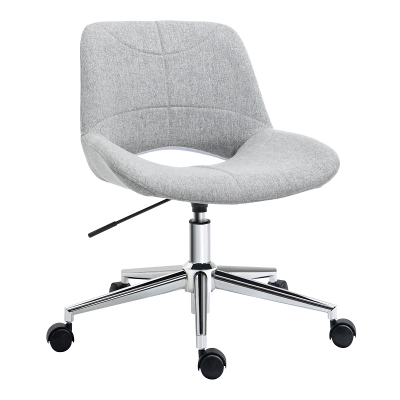 HOMCOM Bureaustoel, in hoogte verstelbaar, 360° draaibaar, tot 110 kg, metalen frame, lichtgrijs, 49 x 56,5 x 73-82,5 cm