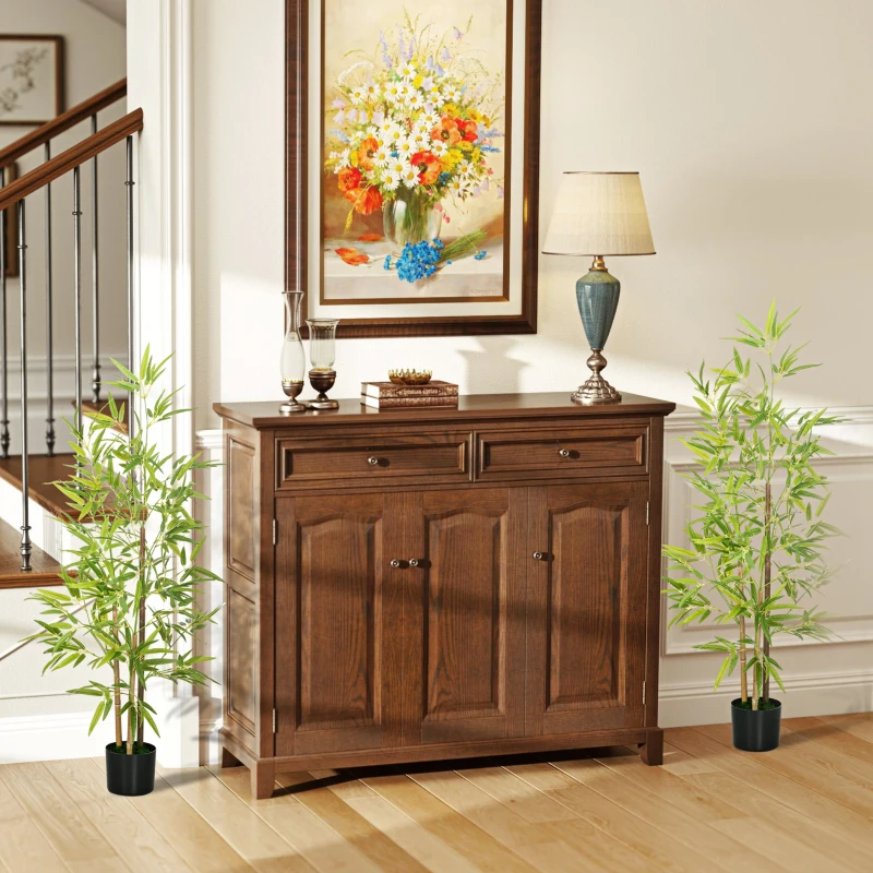 HOMCOM 2 Plantas Artificiales Plantas Sintéticas de Bambú con 498 Hojas para Decoración en Salón Oficina Ø15x120 cm Verde