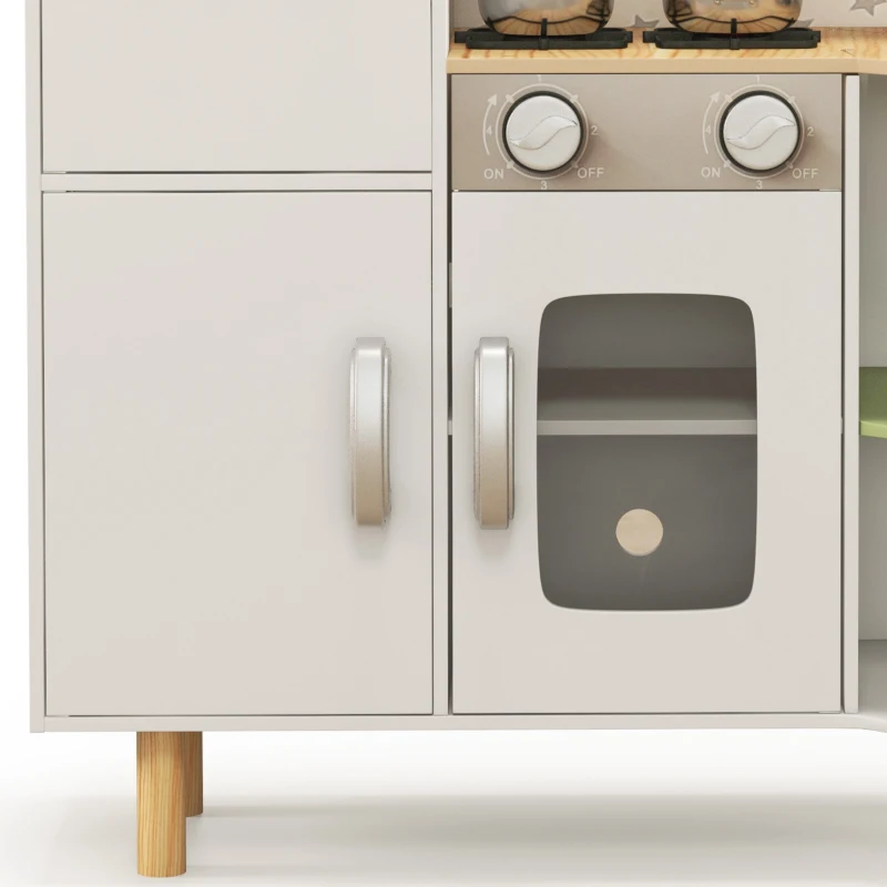 AIYAPLAY Cuisine enfant 3-8 ans jeu d'imitation avec machine à glaçons, évier mobile en acier inoxydable 84 x 34 x 89 cm blanc
