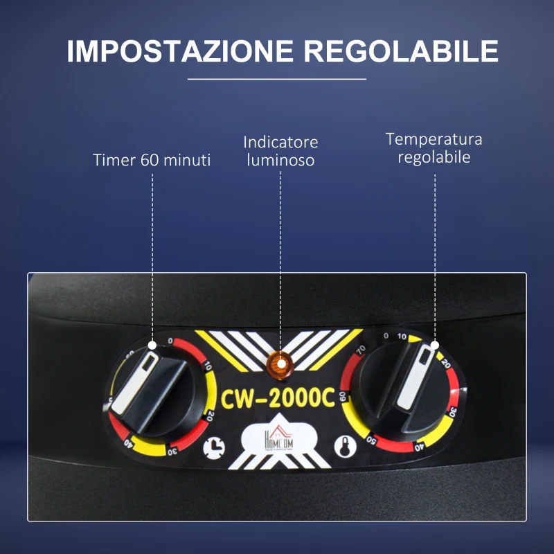 HOMCOM Casco Asciugacapelli 1180W ad Altezza Regolabile con Timer 60 Minuti e Ruote Girevoli, 65x65x115-165 cm, Nero